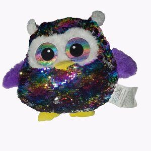 Hobby Lobby Owl 14 inch Plush Pillow Reversible Sequins Purple Stuffed Animal